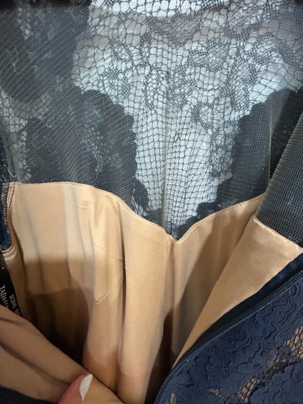 Tadashi Shoji Navy Floral Lace Bell-Sleeve Dress - Picture 8 of 11